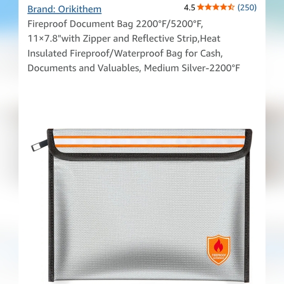 Other - Silver Fireproof Document Bag